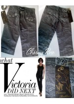 Дънки Victoria Beckham Rock and Republic Сребристо ламе size 28 три четвърти